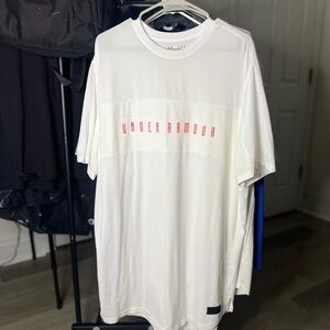 Under Armour Men's White Tee with Red Logo